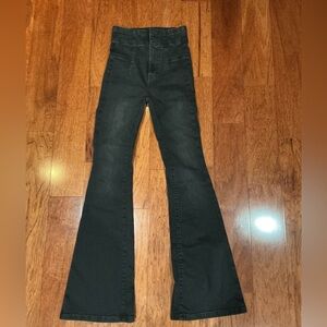 We The Free People Size 25 Jeans Black Bell Bottoms High Rise Buttons